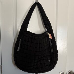 FP Movement by Free People Black Quilted Hobo Bag